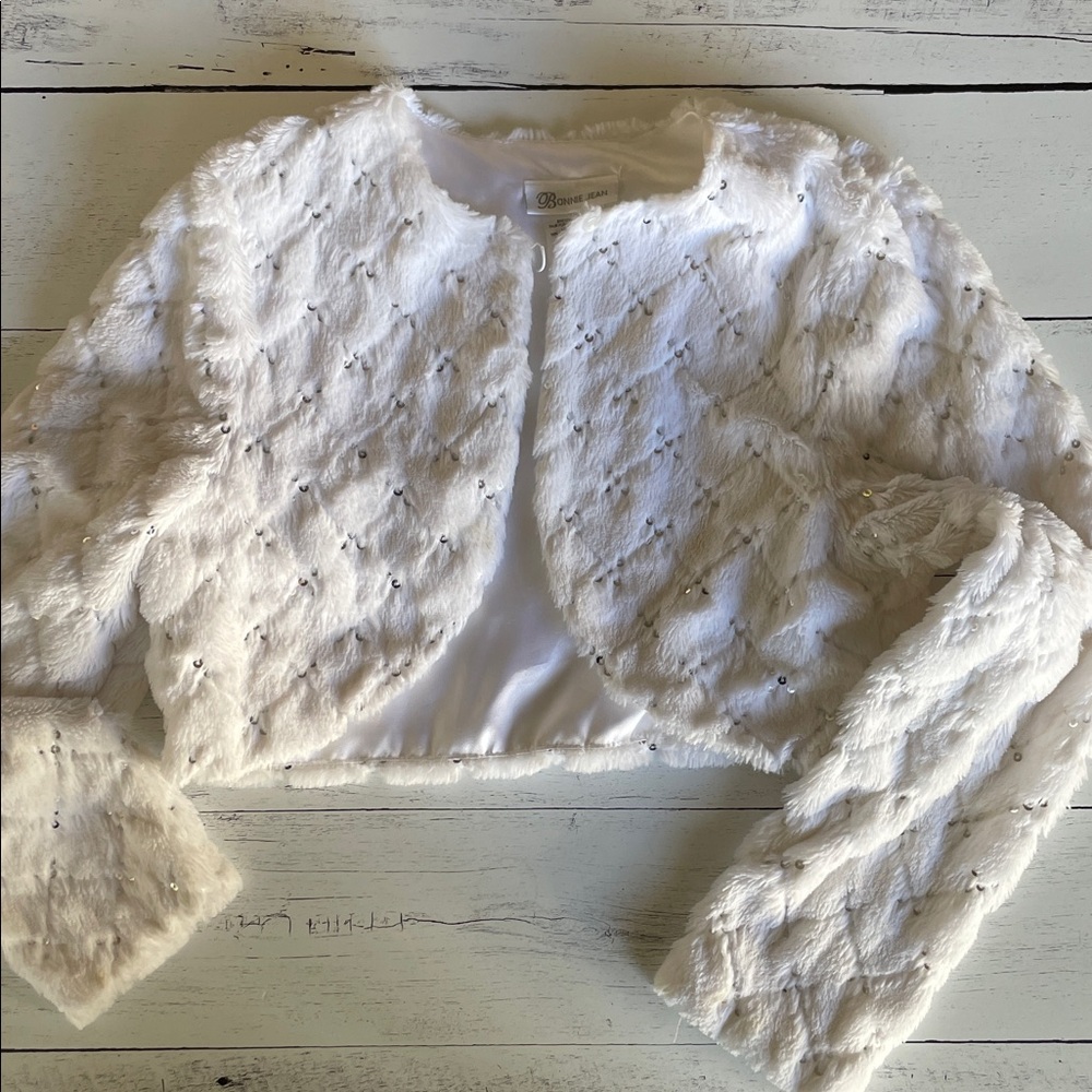 Bonnie Jean White Faux Fur Jacket Girls XL